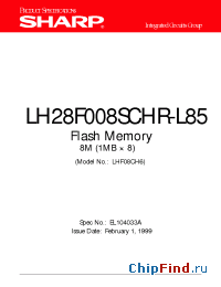 Datasheet LH28F008SCHR-L85 manufacturer SHARP