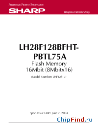 Datasheet LH28F128BFHT-PBTL75A manufacturer SHARP