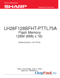Datasheet LH28F128BFHT-PTTL75A manufacturer SHARP