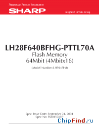 Datasheet LH28F640BFHG-PTTL70A manufacturer SHARP