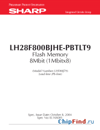 Datasheet LH28F800BJE-PBTL90 manufacturer SHARP