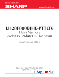 Datasheet LH28F800BJHE-PTTL90 manufacturer SHARP