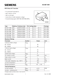 Datasheet BC807-25W manufacturer Siemens