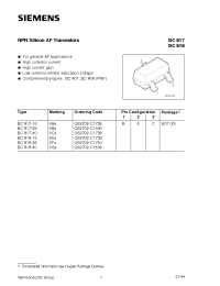 Datasheet BC817-16 manufacturer Siemens