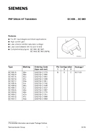 Datasheet BC857A manufacturer Siemens