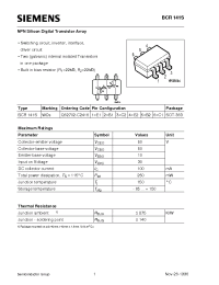 Datasheet BCR141S manufacturer Siemens