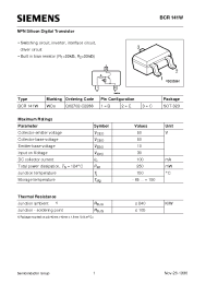 Datasheet BCR141W производства Siemens