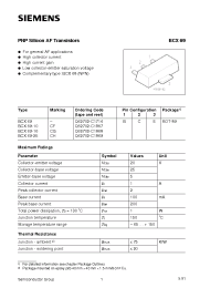 Datasheet BCX69-25 manufacturer Siemens