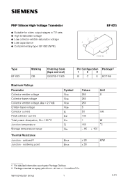 Datasheet BF623 manufacturer Siemens