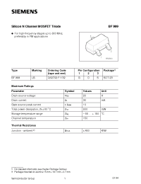 Datasheet BF999 manufacturer Siemens