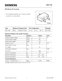 Datasheet BFS17W manufacturer Siemens