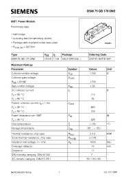 Datasheet BSM75GB170DN2 manufacturer Siemens
