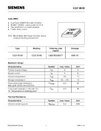 Datasheet CGY0918 manufacturer Siemens
