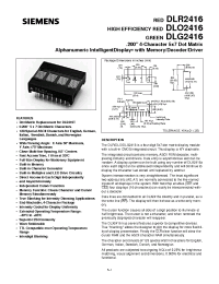 Datasheet DLR2416 manufacturer Siemens