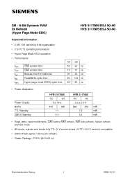 Datasheet HYB3117805BSJ-50 manufacturer Siemens