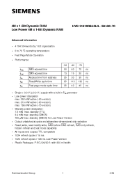 Datasheet HYB314100BJ-70 manufacturer Siemens