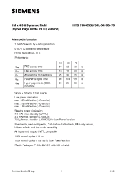 Datasheet HYB314405BJ-70 manufacturer Siemens