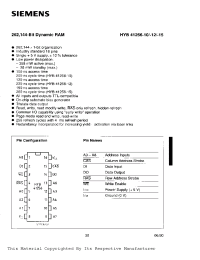 Datasheet HYB41256-10 manufacturer Siemens