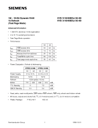 Datasheet HYB5118160BSJ-50- manufacturer Siemens