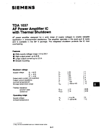 Datasheet TDA1037 manufacturer Siemens