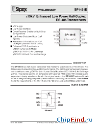 Datasheet SP1481ECP manufacturer Sipex