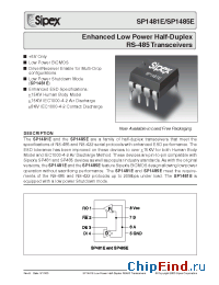 Datasheet SP1481EMN-L manufacturer Sipex