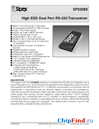 Datasheet SP2209E manufacturer Sipex