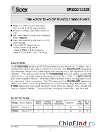 Datasheet SP3222CA manufacturer Sipex