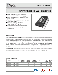 Datasheet SP3222HCP manufacturer Sipex