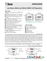 Datasheet SP6203ER-2.5 manufacturer Sipex