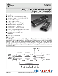 Datasheet SP9602 manufacturer Sipex