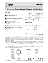 Datasheet SPX2920S manufacturer Sipex