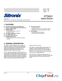 Datasheet ST3001 manufacturer Sitronix