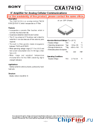 Datasheet CXA1741Q manufacturer SONY