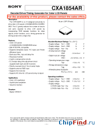 Datasheet CXA1854AR manufacturer SONY