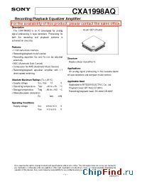 Datasheet CXA1998AQ manufacturer SONY