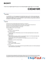 Datasheet CXD4016R manufacturer SONY