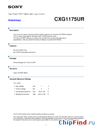 Datasheet CXG1175UR manufacturer SONY
