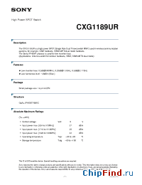 Datasheet CXG1189UR manufacturer SONY