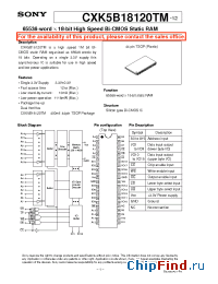 Datasheet CXK5B18120TM- manufacturer SONY