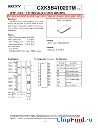 Datasheet CXK5B41020TM- manufacturer SONY