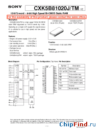 Datasheet CXK5B81020JM-12 manufacturer SONY