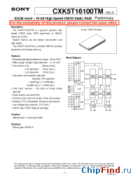 Datasheet CXK5T16100TM- manufacturer SONY