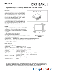 Datasheet ICX418AKL manufacturer SONY