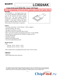 Datasheet LCX024AK manufacturer SONY