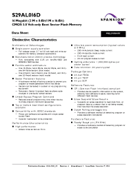 Datasheet S29AL016D70BFI020 manufacturer Spansion