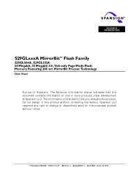 Datasheet S29GL032A10BFIR30 manufacturer Spansion