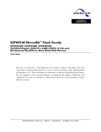 Datasheet S29WS128N0SBFW113 manufacturer Spansion