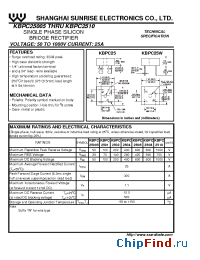 Datasheet KBPC2506 manufacturer SSE