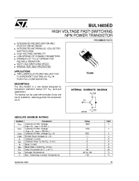 Datasheet BUL1603ED manufacturer STMicroelectronics
